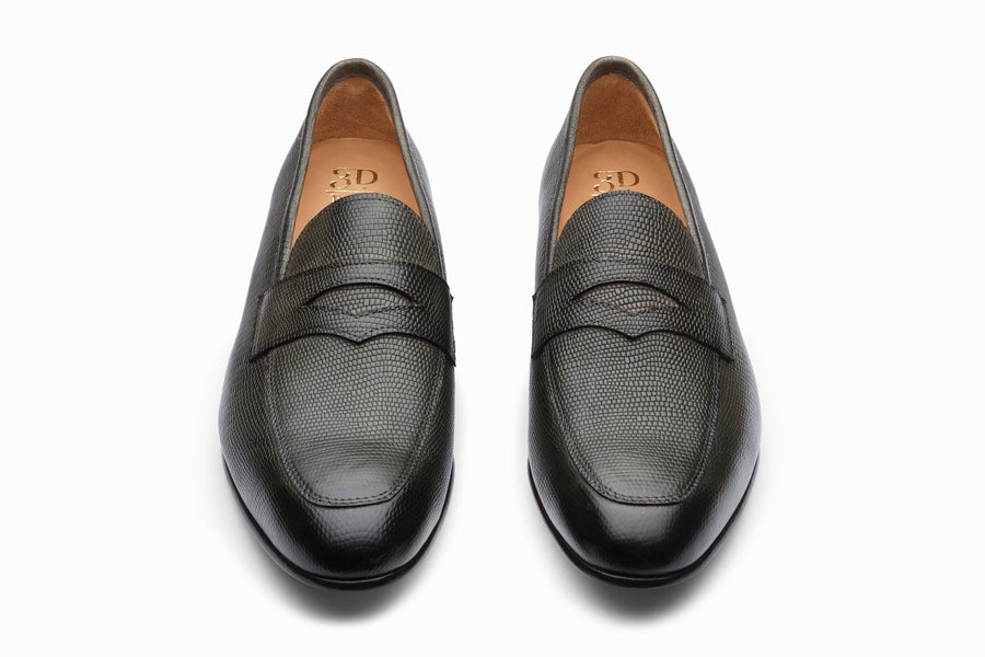 Penny Loafer - Loden Lizard - MTO 5 Weeks