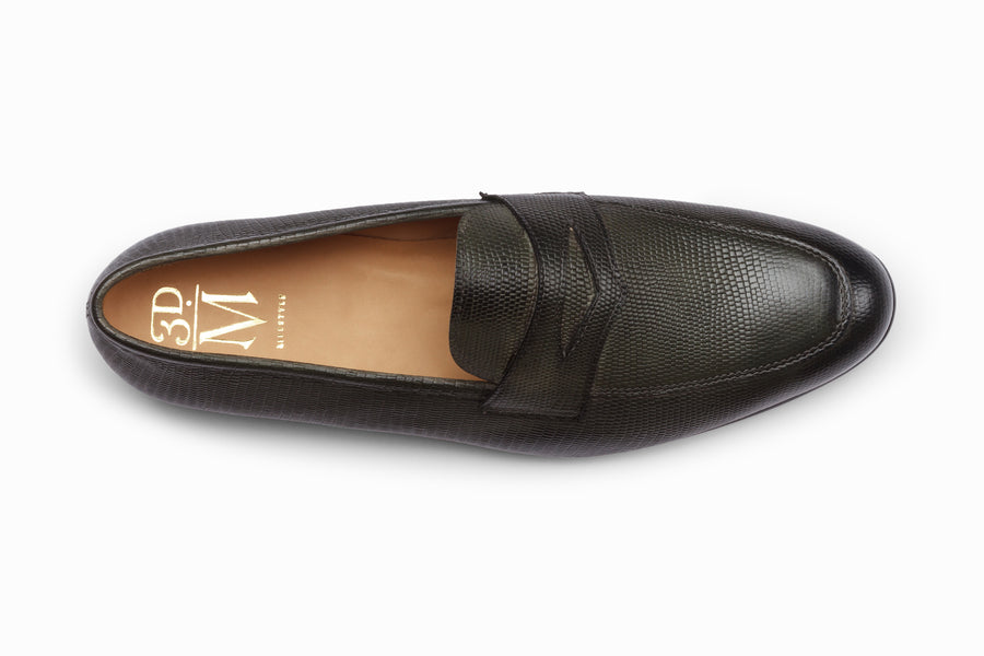Penny Loafer - Loden Lizard - MTO 5 Weeks