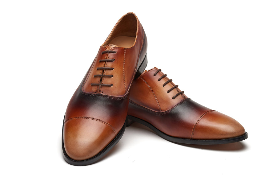 City Leather Oxford - Tan Brown Patina