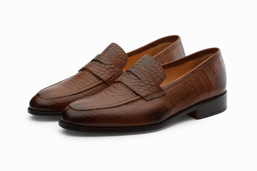 Penny Loafer- Crocodile Brown