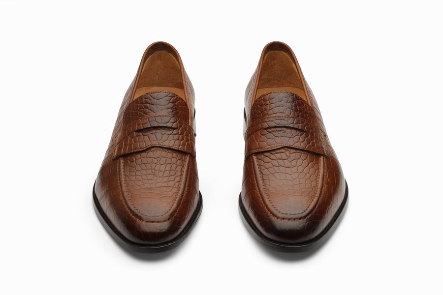 Loafers - Penny Loafer- Crocodile Brown