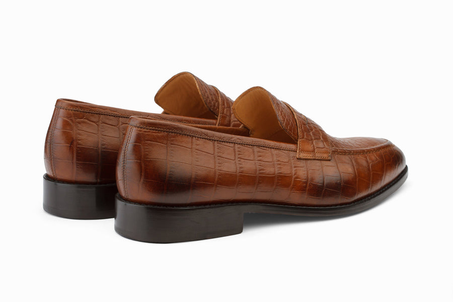 Loafers - Penny Loafer- Crocodile Brown