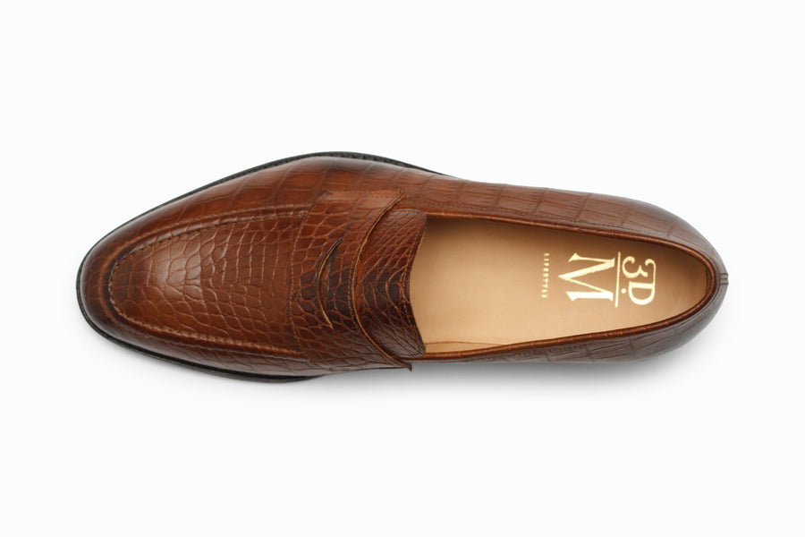 Loafers - Penny Loafer- Crocodile Brown