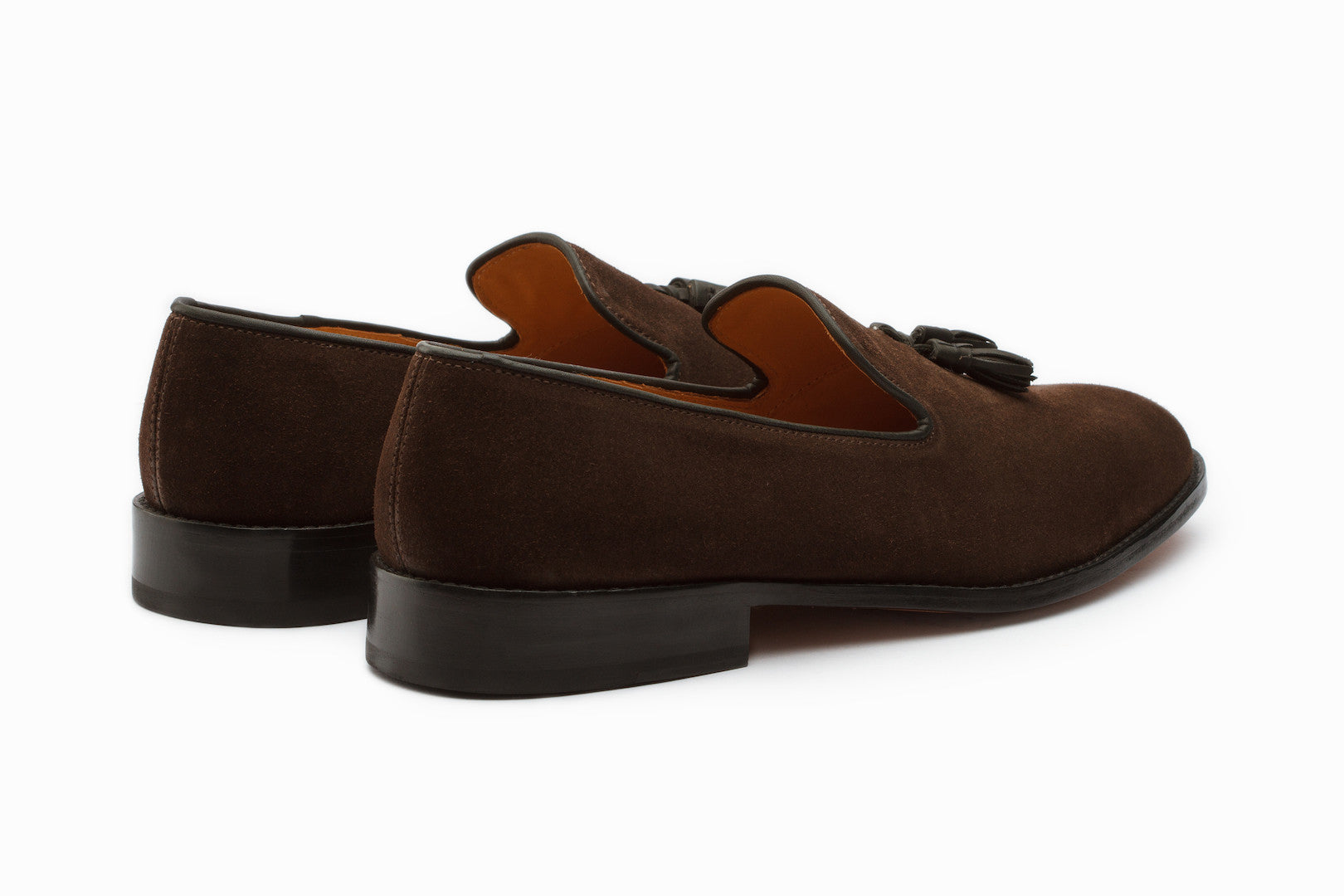 TALLIA Brown Leather and Gray Suede Tassel Loafers Size 9 Italian Tassel Loafer in Dark Chocolate Suede | Shop Sid  main image 4