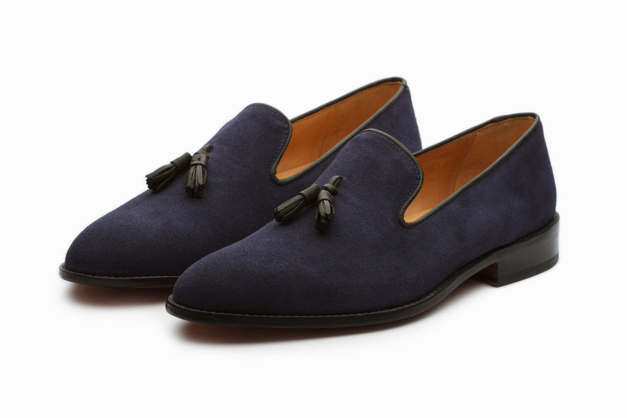 Buy Tassel Loafers - Navy Suede colour shoe for men online – 3DM