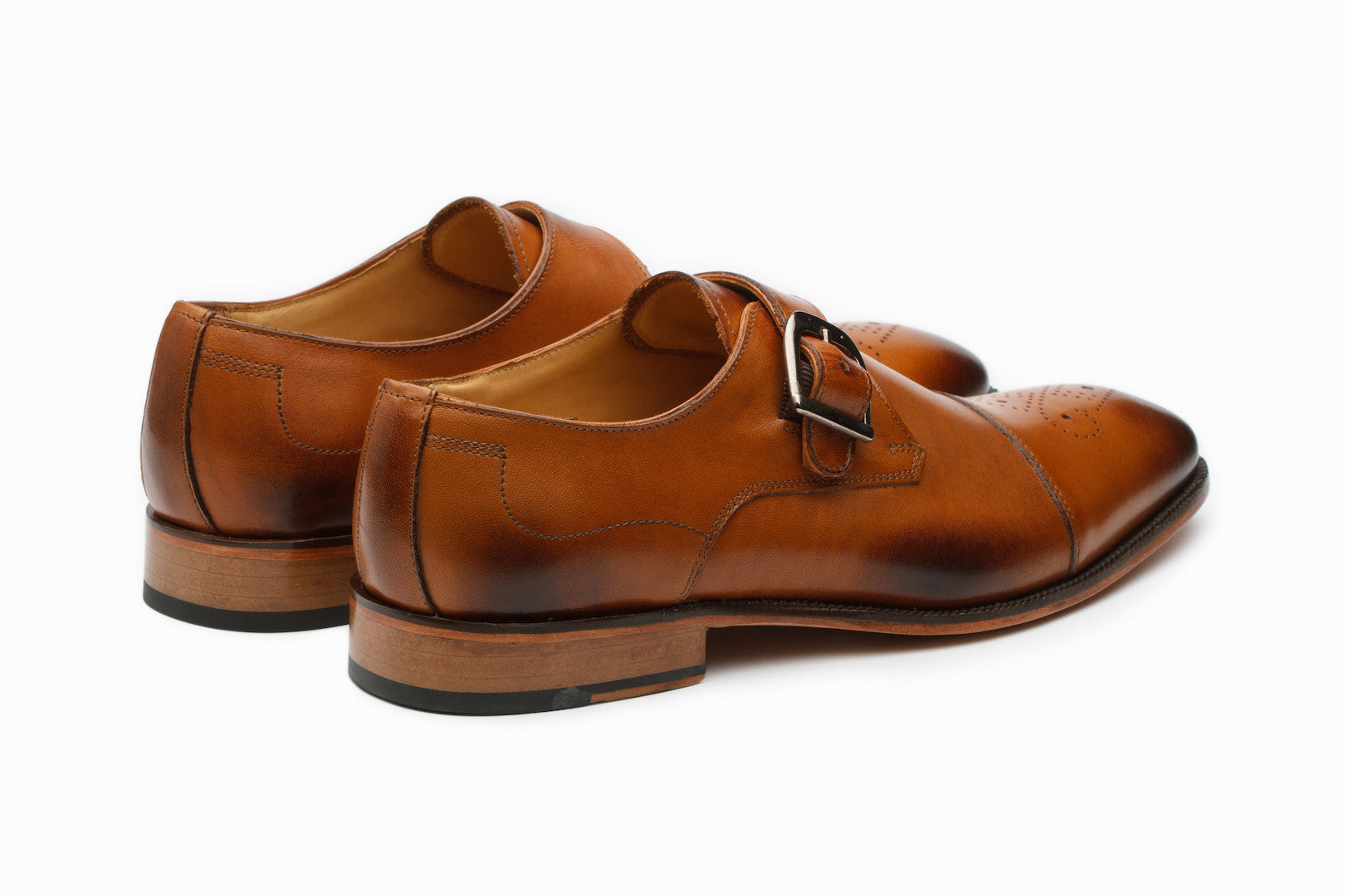 Tan monk strap fashion shoes