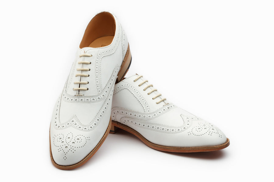 Wingtip Oxford White | Men's Full Brogue Dress Shoe | 3DM Lifestyle Wingtip Oxford White | Men's Full Brogue Dress Shoe | 3DM Lifestyle