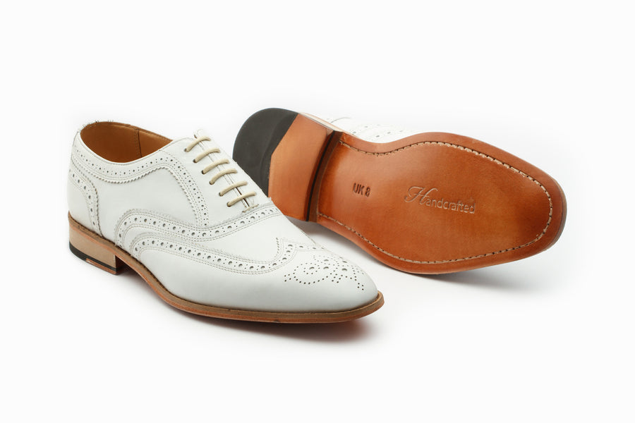 Men's white wingtip dress shoes Clearance